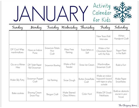 31 January Activities & Crafts for Kids (Free Activity Calendar ...