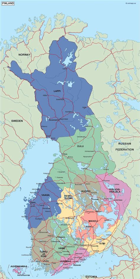 finland political map. Illustrator Vector Eps maps. Eps Illustrator Map | Vector World Maps