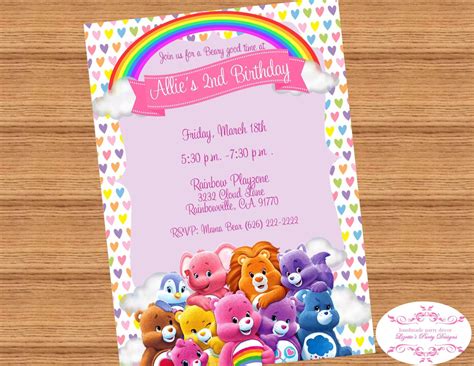 CARE BEARS Inspired, Invitation, Printed or Digital, 5x7 | Bear ...