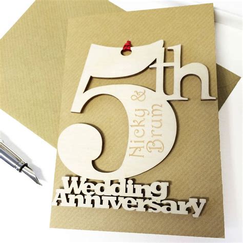 Greeting Card. Appealing Personalised 5th Wedding Anniversary Card ...