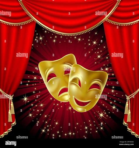 Theatrical mask on a red background. Mesh. Clipping Mask Stock Vector ...