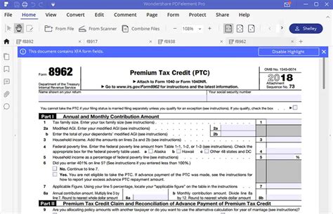 Tax Form 8962 Printable