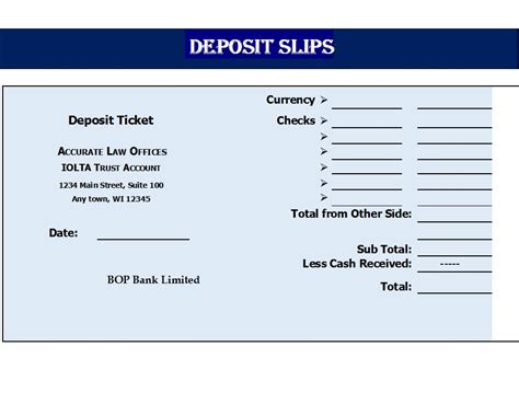 Bank Deposit Slip Templates - Free Report Templates