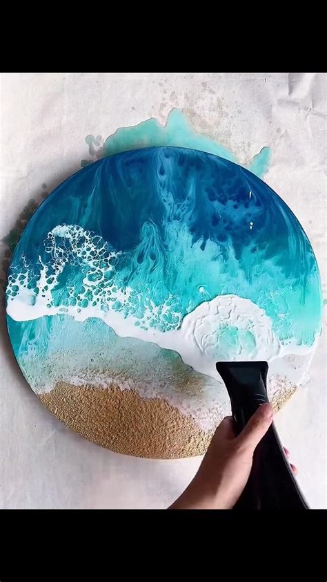 🏖 Acrylic Painting, Ocean Waves | Ocean art painting, Beach art ...