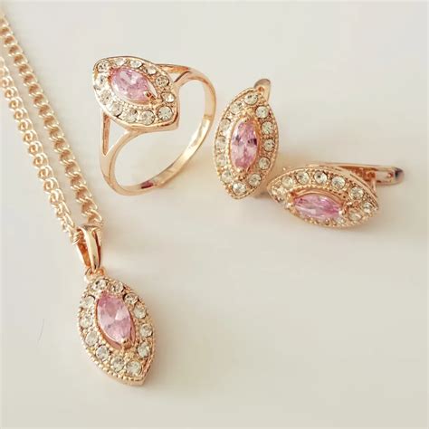 Trendy Luxurious Wedding Jewelry Sets Rose Gold Color Jewelry New ...