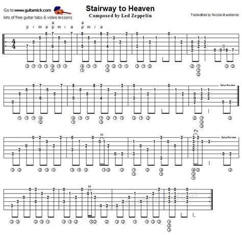 Stairway To Heaven, Led Zeppelin - fingerstyle guitar tab http://tabs.ultimate-guitar.com/l/led ...