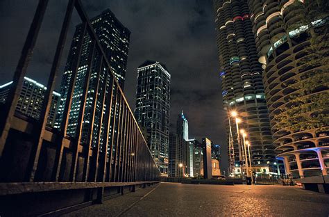 Downtown Chicago Streets At Night by Brennan Anderson