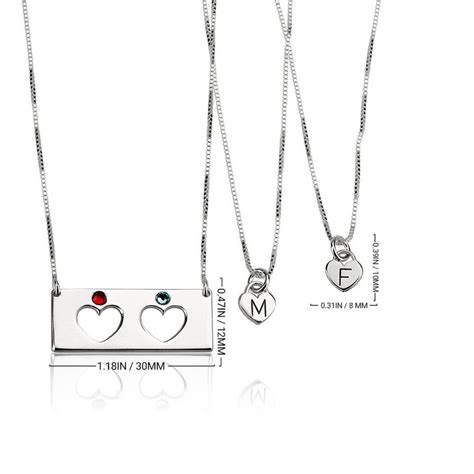 Mother Daughter Necklace Set - Birthstone and Heart Necklace