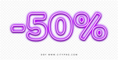 Purple Neon 50 Percent Discount Sign Logo PNG Image | Citypng