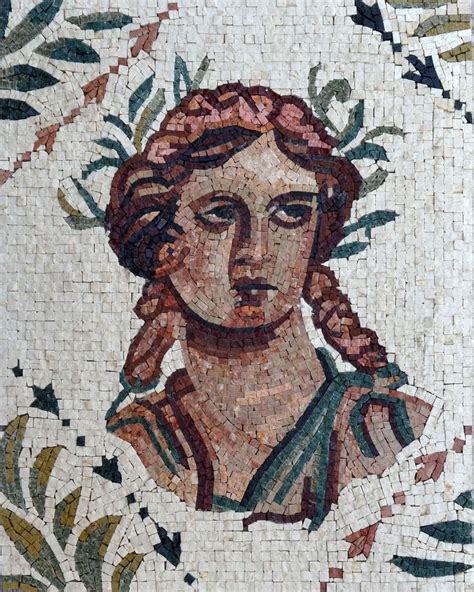 Roman Mosaic Portrait - Athena Greek Goddess - World Of Mosaics