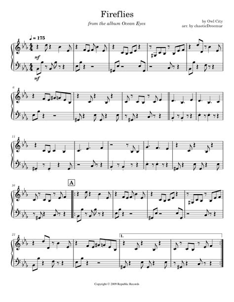 Fireflies Sheet music for Piano (Solo) | Musescore.com