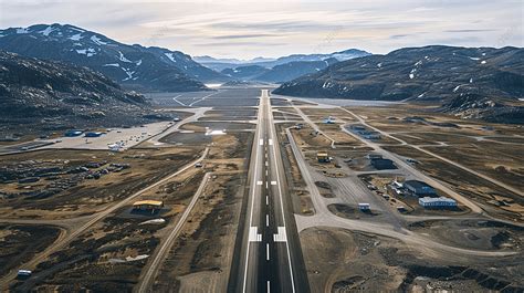 Aerial View On The Living Blocks And Runway Of Kangerlussuaq Airport ...