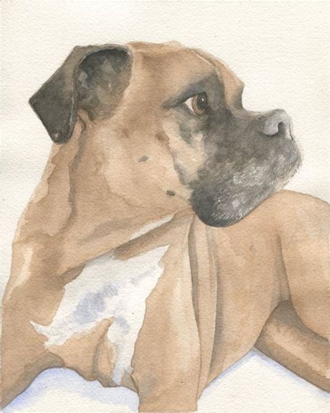 Boxer Dog Custom Pet Portrait Watercolor Painting Hand | Etsy | Boxer ...