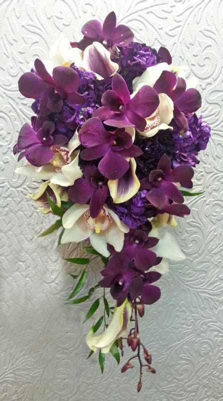 2019 Brides Favorite Purple Wedding Colors---purple Dendrobium Orchids cascading bouquet -fall ...