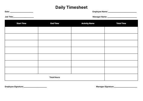 Daily Timesheet Template Free Printable Addictionary | My XXX Hot Girl