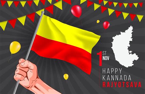 Premium Vector | Karnataka Formation Day, Kannada Rajyotsava creative concept, hand holding ...