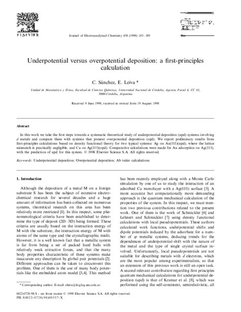 (PDF) Underpotential versus overpotential deposition: a first-principles calculation