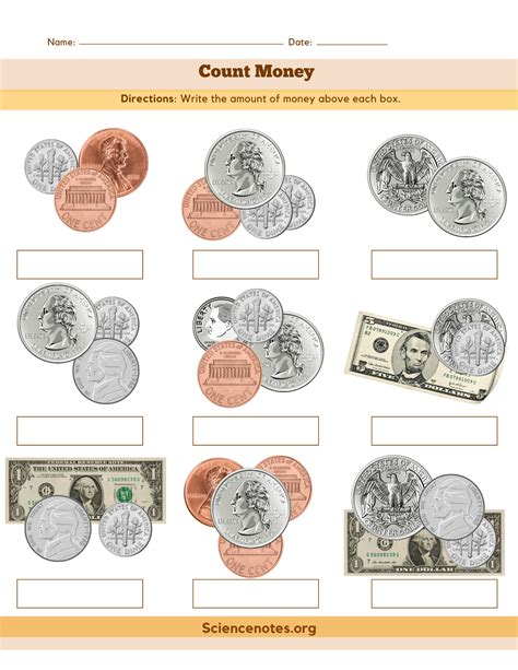 Printable Coins Worksheets