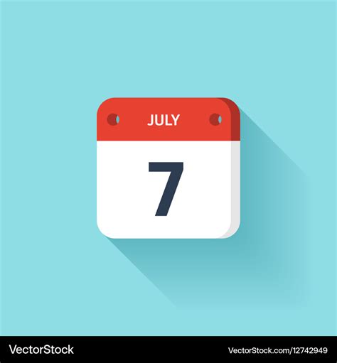 July 7 isometric calendar icon with shadow Vector Image