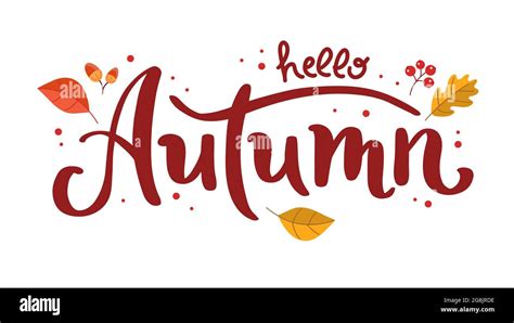 Autumn lettering with leaves. Handwritten brush calligraphy. Vector ...