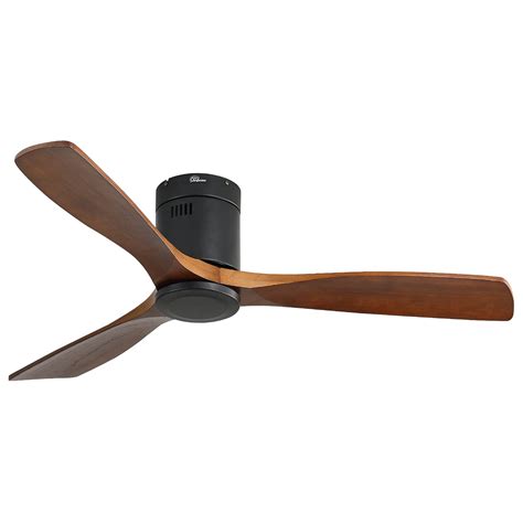 Buy Sofucor 52 Inch Low Profile Ceiling Fan 3 Carved Wood Fan Blade ...