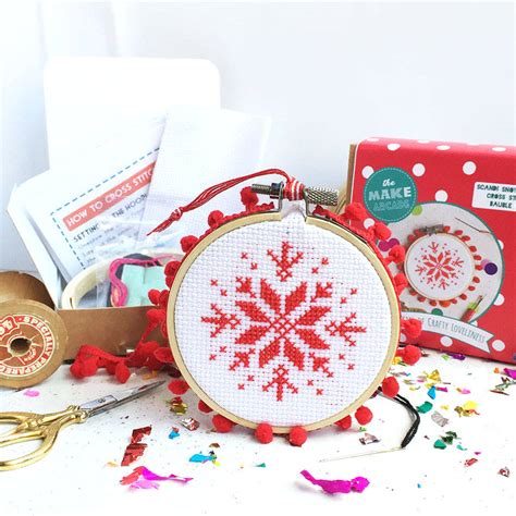 snowflake cross stitch bauble kit by the make arcade | notonthehighstreet.com