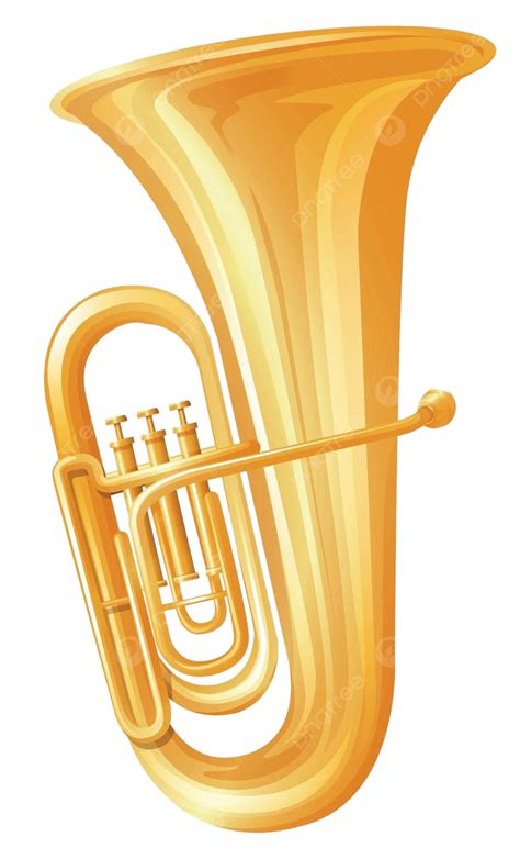 Golden Tuba On White Background Background Entertainment Clip Art Vector, Background ...