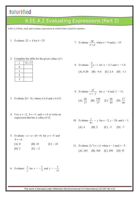 6th Grade Common Core Math Worksheets