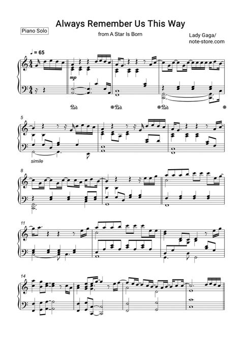 Lady Gaga - Always Remember Us This Way sheet music for piano download ...