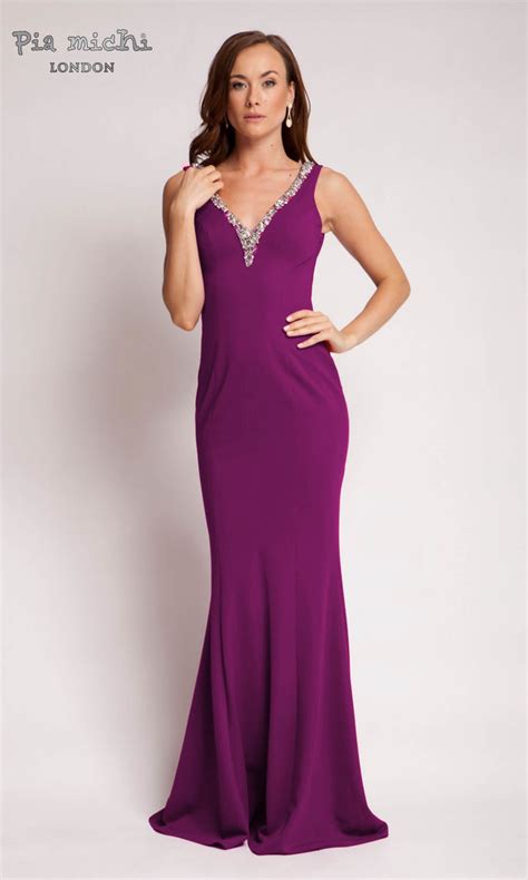 1672 Magenta Pia Michi Low Back Red Carpet Dress | Fab Frocks