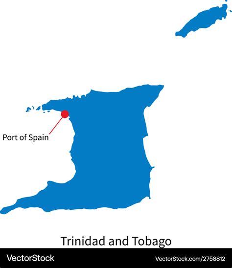 Detailed map of trinidad and tobago and capital Vector Image