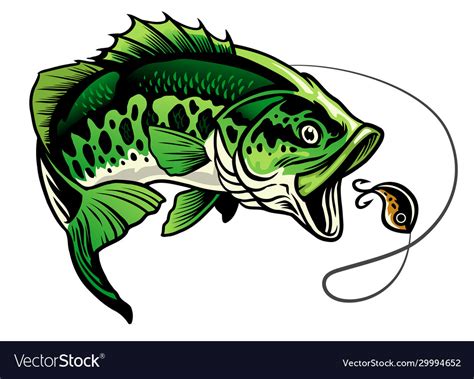 Bass fish catcing fishing lure Royalty Free Vector Image