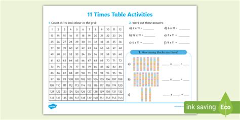 11 Times Table Worksheet - Maths Resource - Twinkl