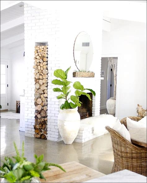 Plants Living Room White Brick - Living Room : Home Decorating Ideas # ...