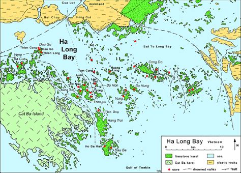 A simplified map of Ha Long Bay, showing the larger islands and the... | Download Scientific Diagram