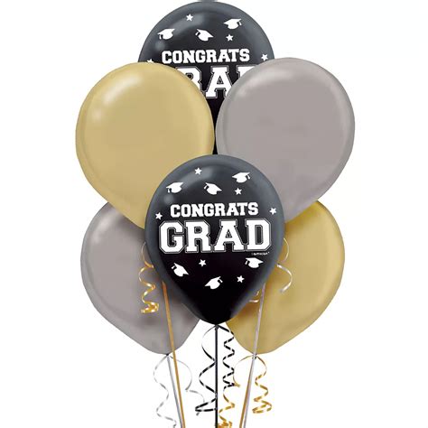 Black, Gold & Silver Graduation Balloons 72ct | Party City