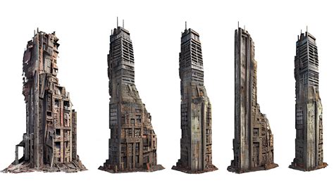 Ruined skyscrapers on isolated transparent background png 21027243 PNG