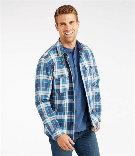 LL Bean Mens Heavyweight Plaid Flannel Button Down Size M Outdoor Hiking Shacket - www.h2scan.com