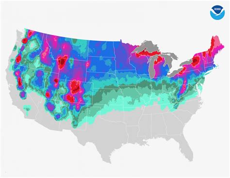 US Annual Snowfall Map • NYSkiBlog Directory