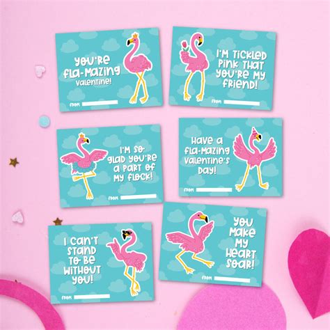 Printable Flamingo Valentine Cards – Simple Everyday Mom