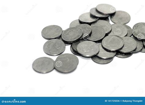 Thai Coins Bath on White Background Blur Stock Photo - Image of grunge, hide: 141725036