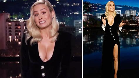 Brie Larson hosts Jimmy Kimmel Live in plunging black gown