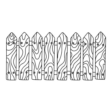 Wooden fence in hand drawn doodle sketch style. Vector illustration isolated on white background ...