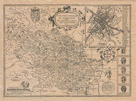 Yorkshire West Riding - an old map by John Speed | The Old Map Company