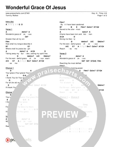Wonderful Grace Of Jesus Chords PDF (Tommy Walker) - PraiseCharts