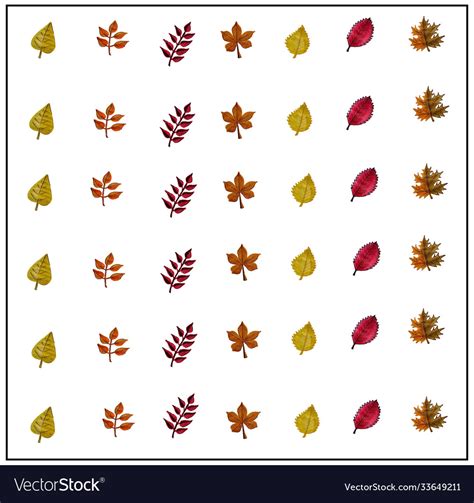 Set autumn leaves orange and yellow Royalty Free Vector