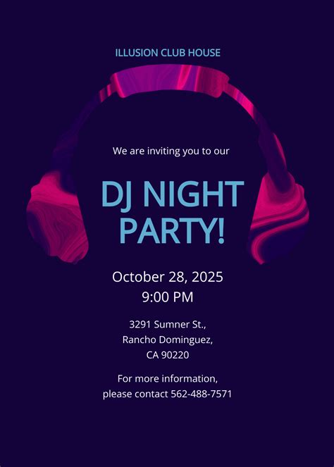 DJ Party Invitation Template - Edit Online & Download Example ...