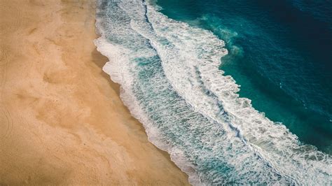 Aerial View Beach Sand And Ocean Waves Wallpapers - Wallpaper Cave