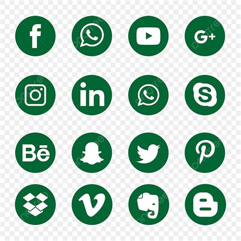 Green Social Media Vector Hd Images, Green Social Media Icons, Social ...