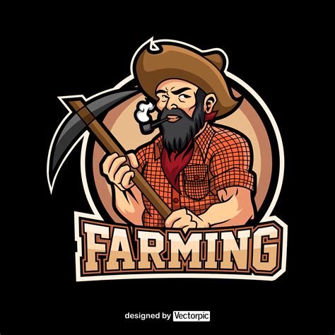 farmer e-sport mascot logo free vector